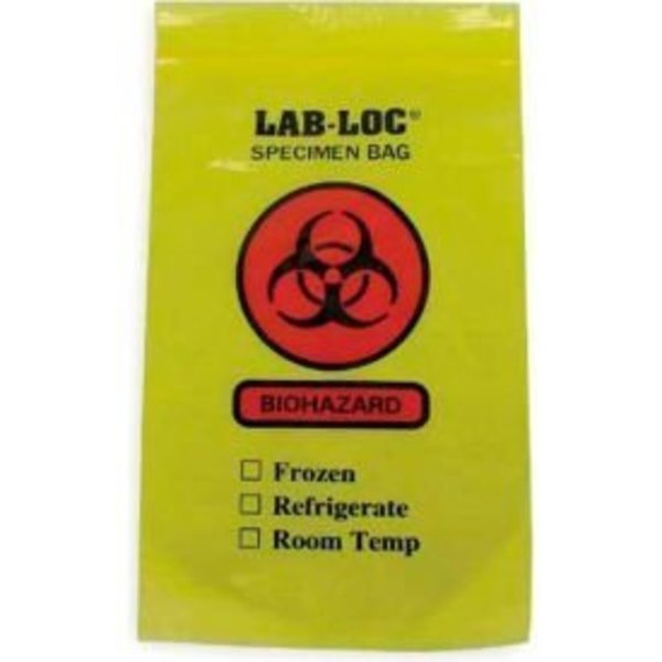 Lk Packaging Reclosable 3-Wall Specimen Transfer Bag (Biohazard), 6" x 9", Yellow Tint, Pkg Qty 1000 LAB20609YE